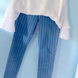 Striped skinny jeans